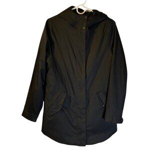 Athleta Women's Lakeview Rainout Parka Jacket Size XS Black Hood Fleece Lining